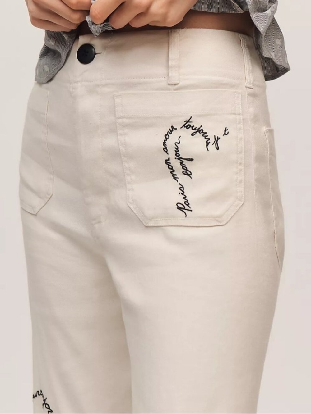 NWT Size 30 - The Colette Linen-Blend Love Notes embroidery Trousers (US$158) - Picture 2 of 16